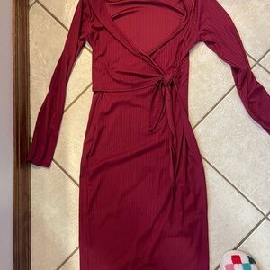 Elegant Burgundy Wrap Dress
